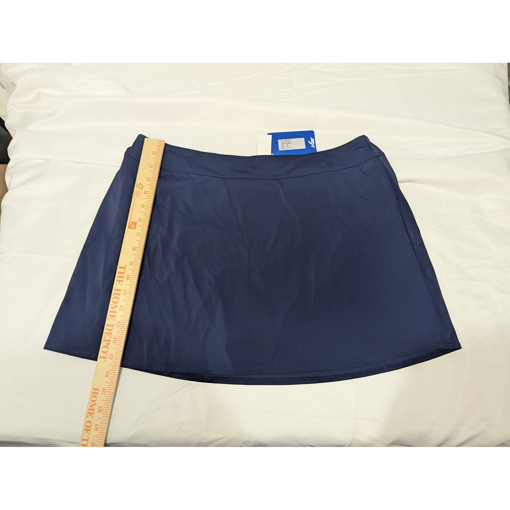 Hilor Swim Skirt Navy Blue Nylon Spandex Built-in Brief Size 16